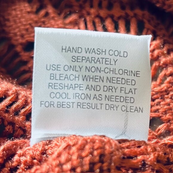 Hippie Rose Pointelle Open Front Cardigan Sweater in Rust/Barn Red (M) New w/tag - Picture 11 of 11